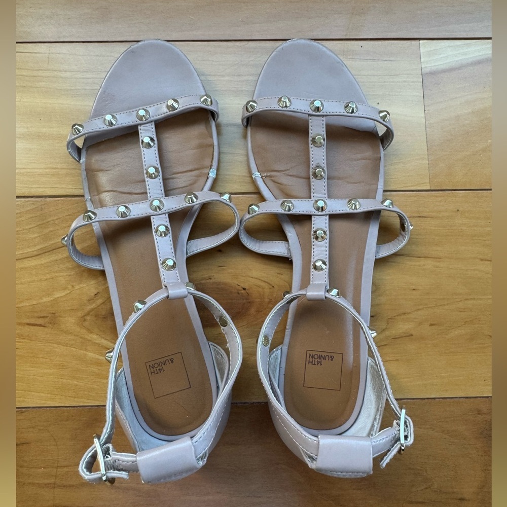 14th and Union Women's Beige Studded Sandals